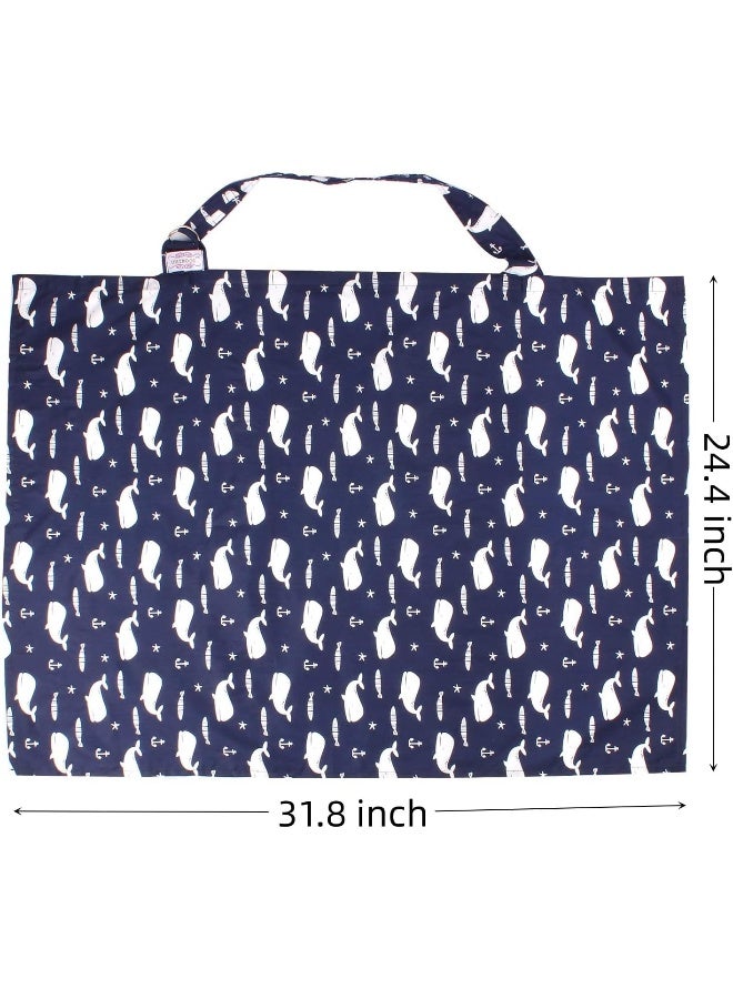 UHINOOS Nursing Cover for Mom Breastfeeding, Baby Privacy Nursing Covers Up Breathable Cotton with Adjustable Hoop for Mother (Blue) - Image 3